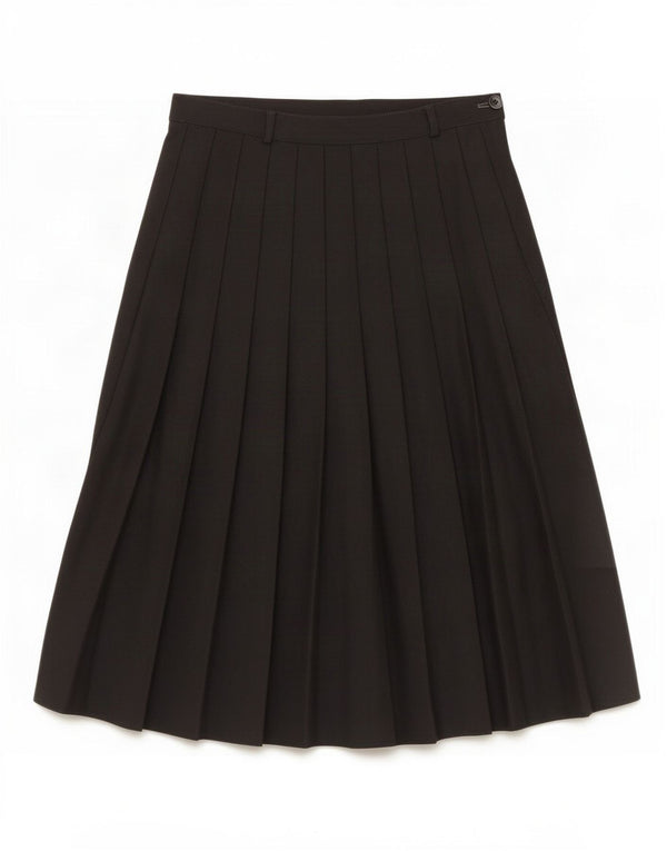 Vintage Womens Knife Pleated Skirt IT 44 Medium W30 Black Wool