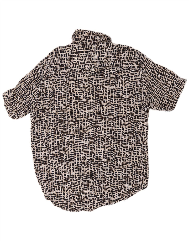 Vintage Mens Short Sleeve Shirt Large Black Geometric