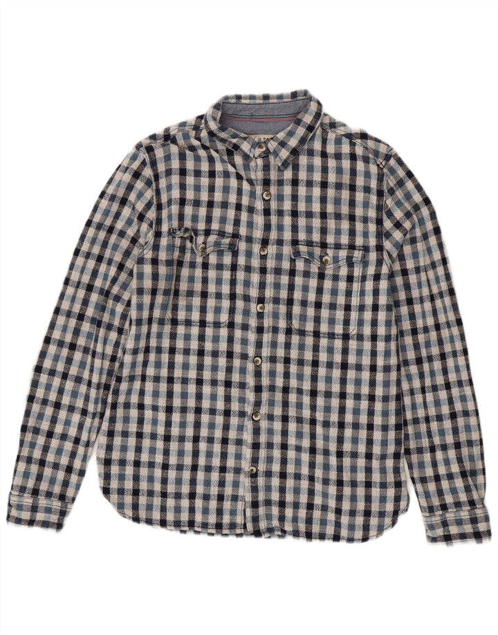 Fat Face Mens Flannel Shirt Medium Blue Check Cotton