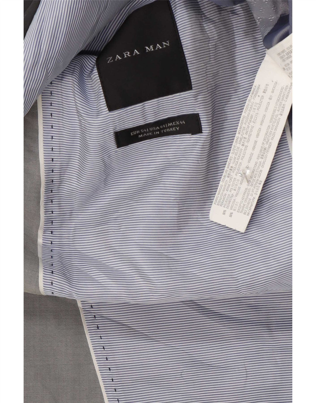 Zara Mens 2 Button Blazer Jacket EU 54 XL Grey Polyester