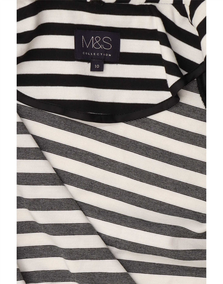 Marks & Spencer Womens Blazer Jacket UK 10 Small Navy Blue Striped Nautical