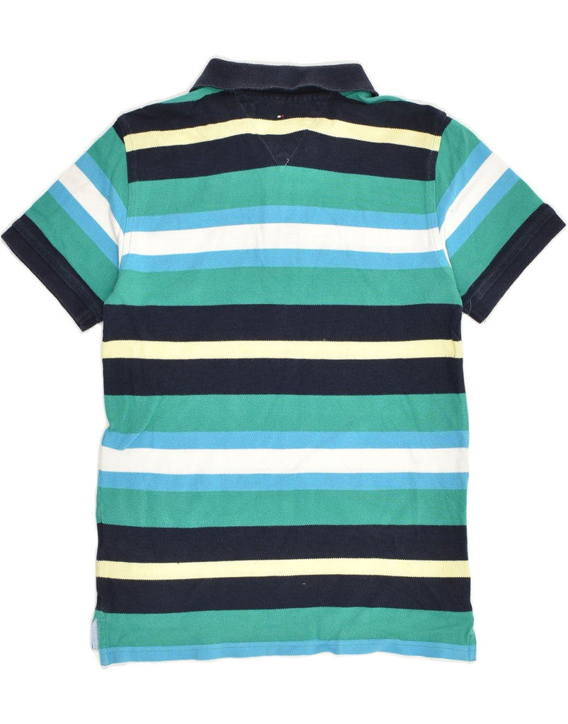 TOMMY HILFIGER Boys Polo Shirt 11-12 Years Green Striped Cotton | Vintage Tommy Hilfiger | Thrift | Second-Hand Tommy Hilfiger | Used Clothing | Messina Hembry 