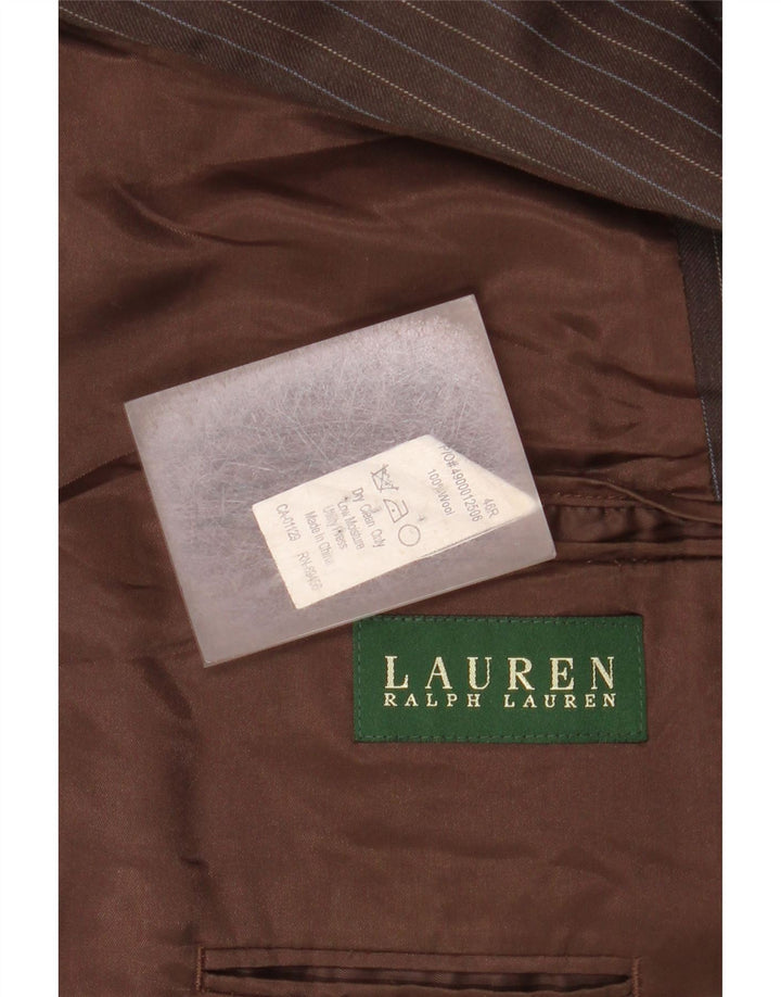 Ralph Lauren Mens 2 Button Blazer Jacket UK 46 3XL Brown Pinstripe
