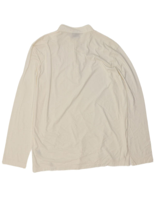 Trussardi Mens Long Sleeve Polo Shirt XL White Cotton