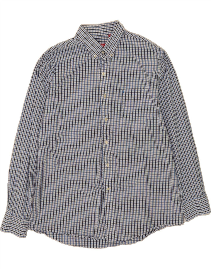 IZOD Mens Shirt XL Blue Check Cotton Vintage Izod and Second-Hand Izod from Messina Hembry 