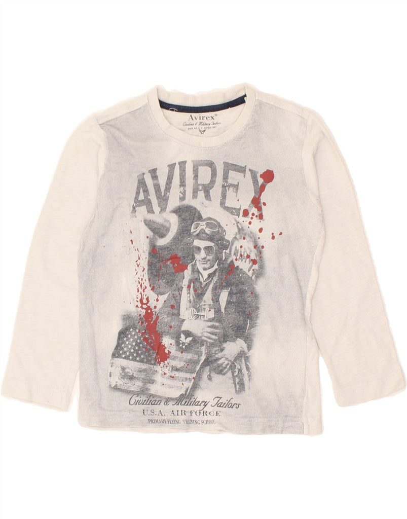 AVIREX Boys Graphic Top Long Sleeve 5-6 Years Grey Cotton | Vintage Avirex | Thrift | Second-Hand Avirex | Used Clothing | Messina Hembry 
