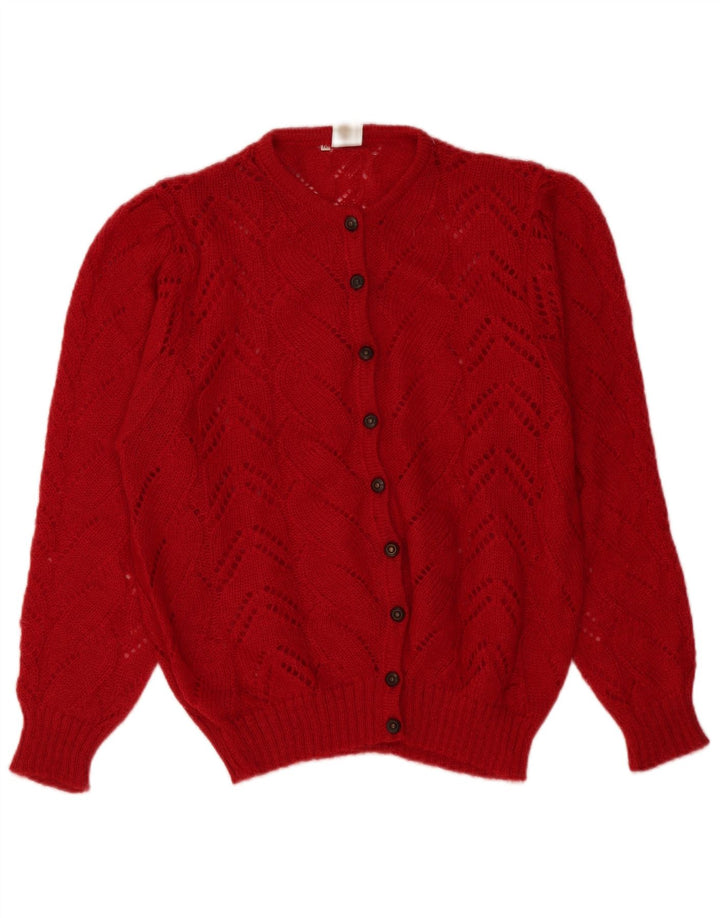 Vintage Womens See Through Oversized Cardigan Sweater UK 14 Medium Red