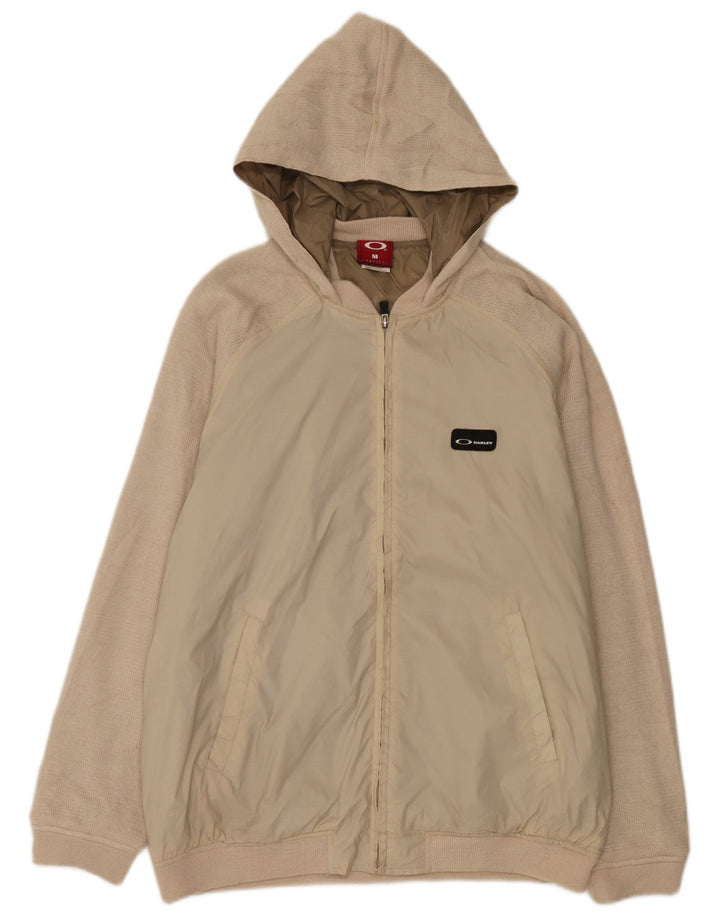 Oakley Mens Hooded Bomber Jacket UK 38 Medium Beige Nylon