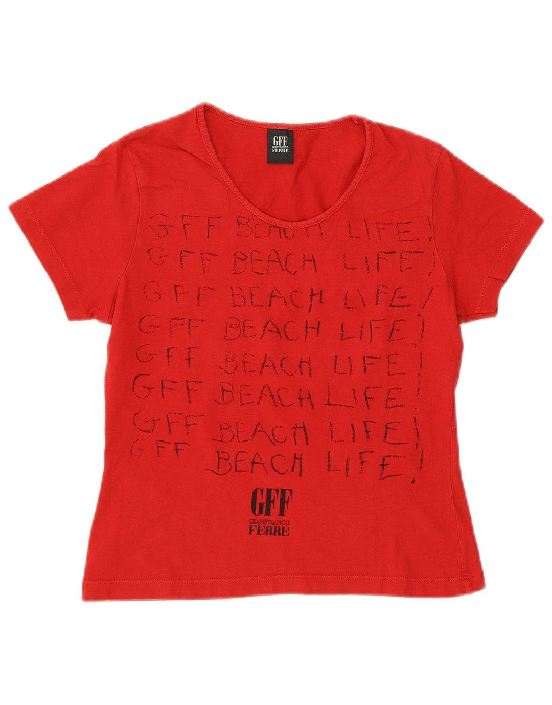Gianfranco Ferre Womens Crop Graphic T-Shirt Top IT 42 Medium Red