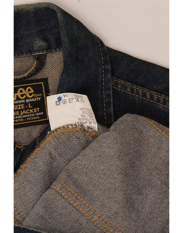 LEE Girls Denim Jacket 13-14 Years Large Navy Blue Cotton