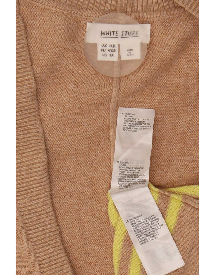 White Stuff Womens Oversized Cardigan Sweater UK 12 Medium Beige Striped