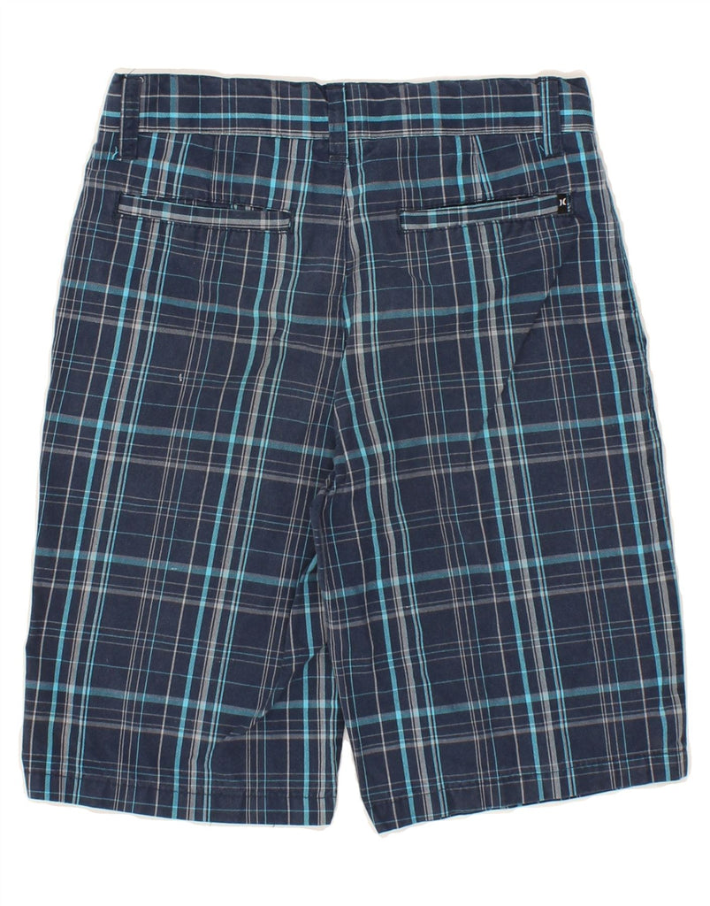 HURLEY Boys Chino Shorts 9-10 Years W25 Navy Blue Check Cotton | Vintage Hurley | Thrift | Second-Hand Hurley | Used Clothing | Messina Hembry 