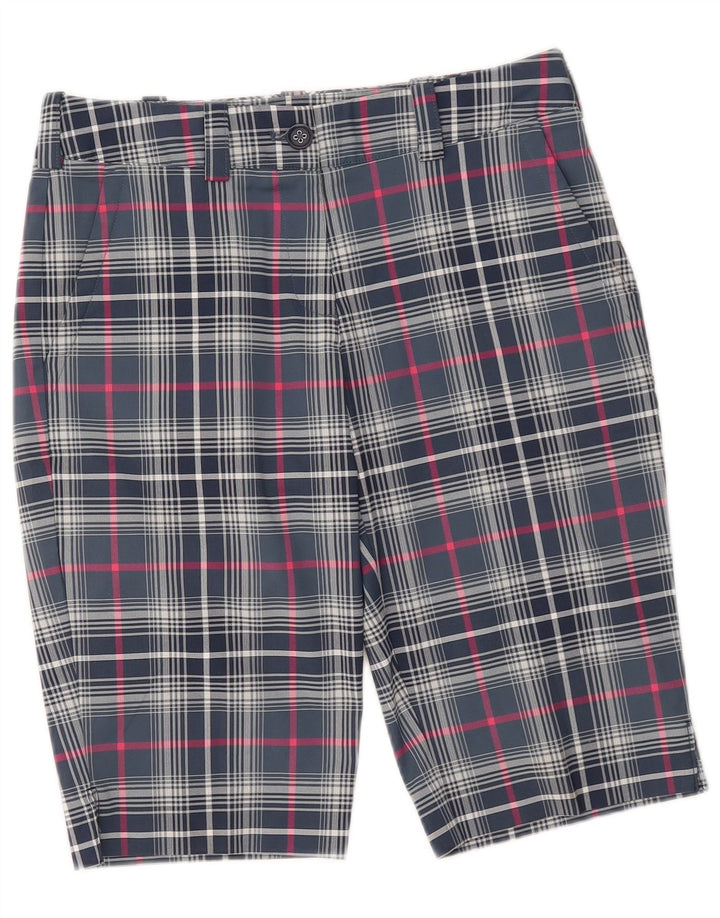 Nike Womens Dri Fit Chino Shorts UK 8 Small W28  Blue Check Polyester