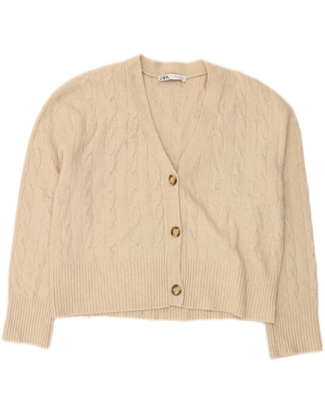 ZARA Womens Oversized Cardigan Sweater UK 14 Medium Beige Vintage Zara and Second-Hand Zara from Messina Hembry 