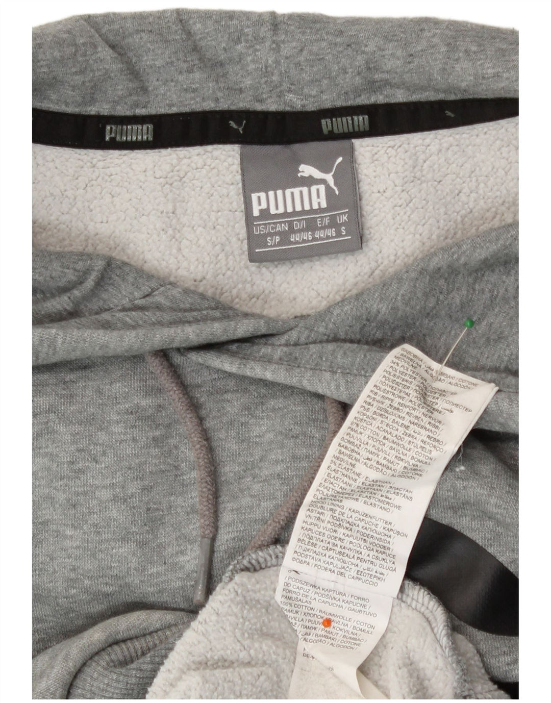 Puma Mens Graphic Hoodie Jumper Small Grey Flecked Cotton
