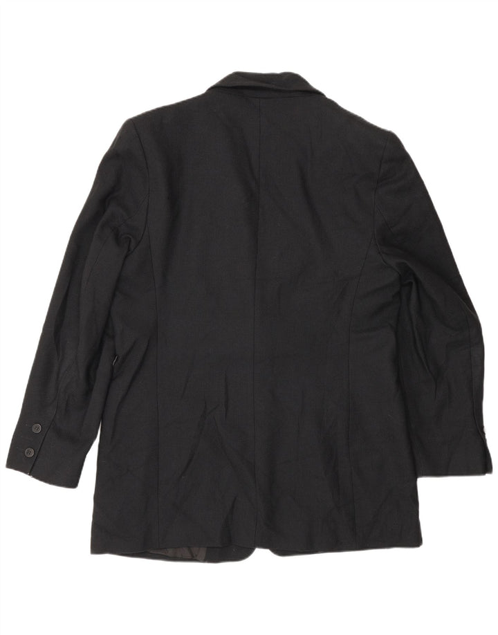Marks & Spencer Womens 1 Button Blazer Jacket UK 16 Large Black Wool