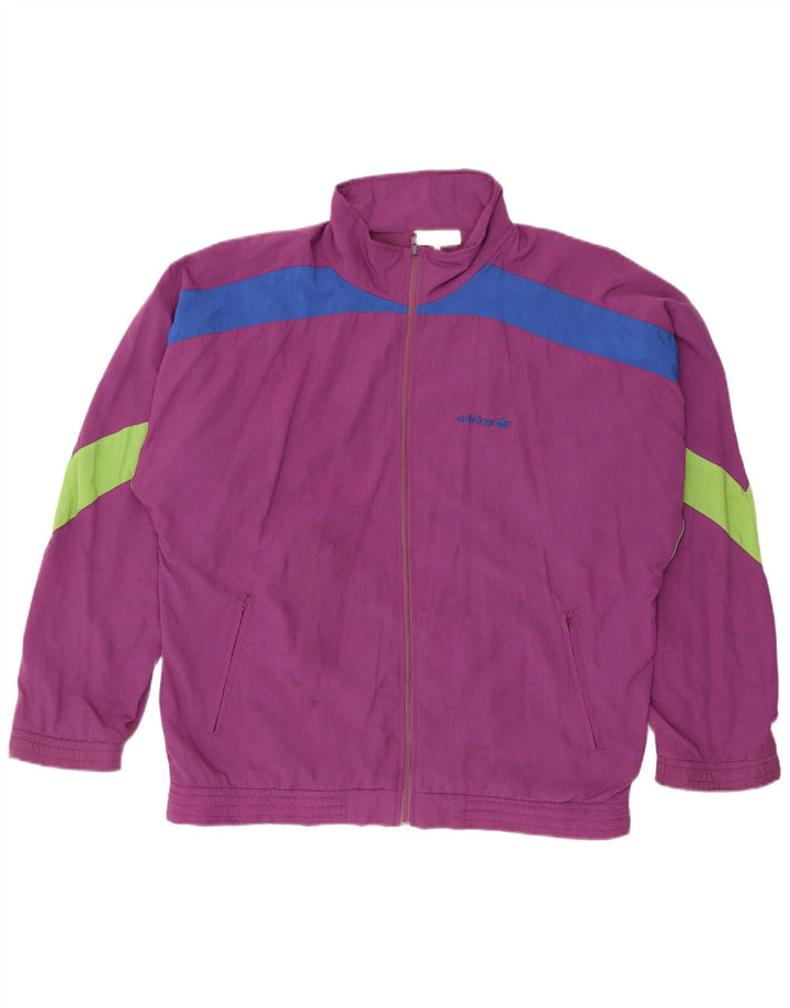 Adidas Mens Tracksuit Top Jacket UK 40/42 Medium Purple Colourblock