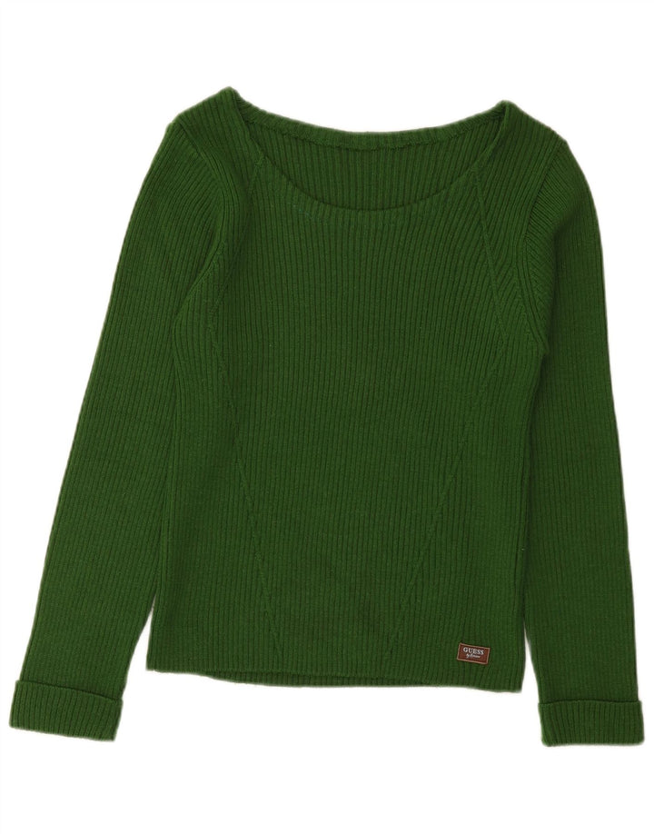 Guess Womens Boat Neck Jumper Sweater UK 8 Small Green