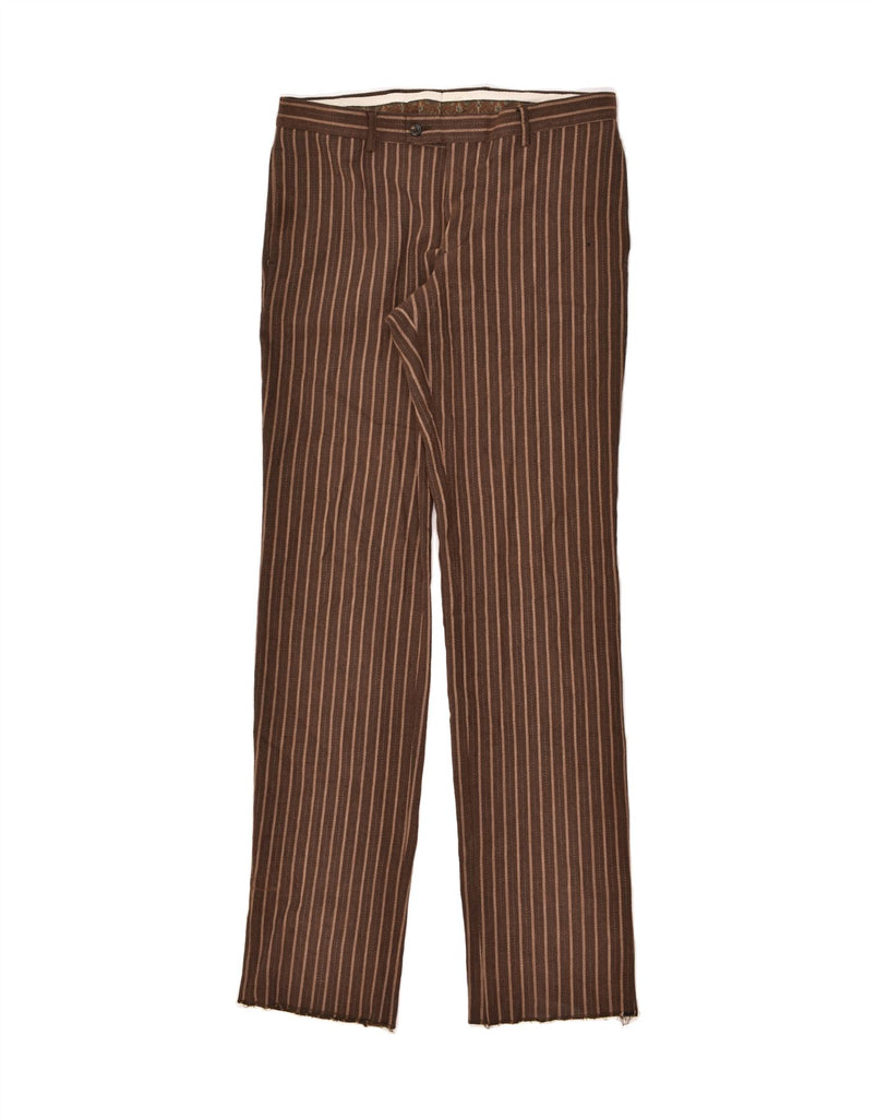 ROBERTO CAVALLI Womens Casual Trousers US 14 XL W24 L36 Brown Striped | Vintage Roberto Cavalli | Thrift | Second-Hand Roberto Cavalli | Used Clothing | Messina Hembry 