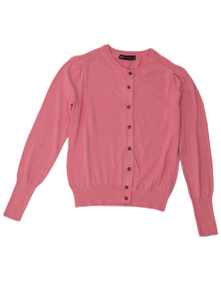 Marks & Spencer Womens Cardigan Sweater UK 8 Small Pink Viscose
