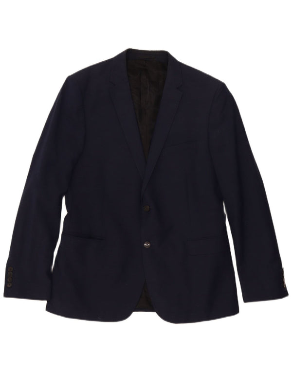 John Lewis Mens 2 Button Blazer Jacket UK 38 Medium Navy Blue Wool