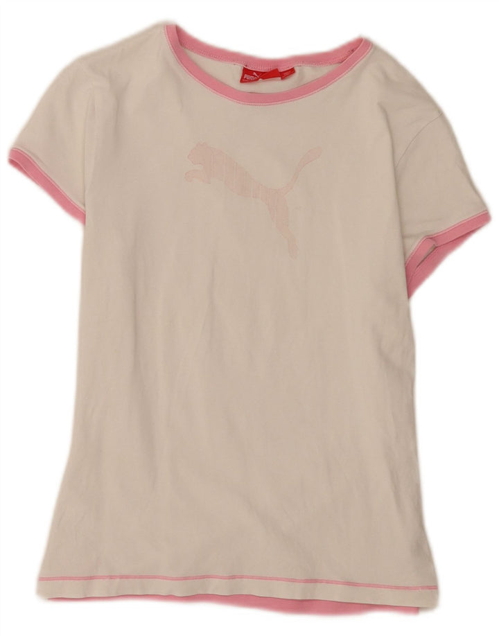 Puma Womens Graphic T-Shirt Top UK 14 Medium White Cotton