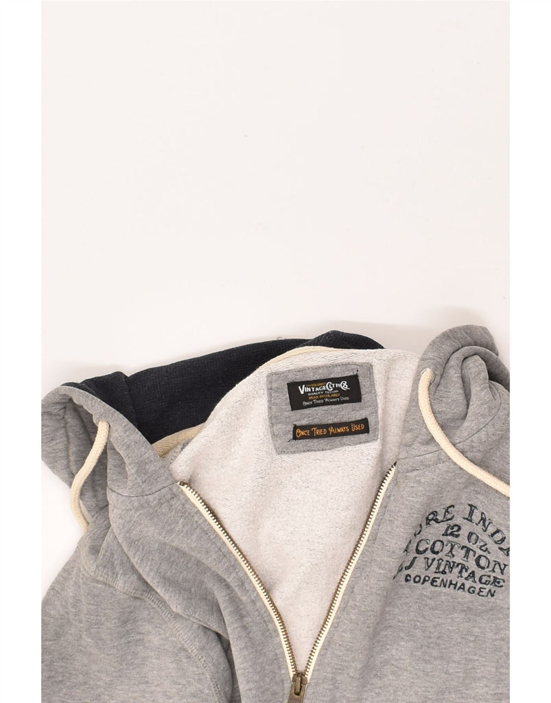 JACK & JONES Mens Graphic Zip Hoodie Sweater Medium Grey Cotton | Vintage Jack & Jones | Thrift | Second-Hand Jack & Jones | Used Clothing | Messina Hembry 