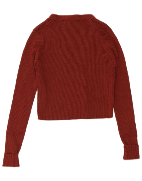 Zara Womens Crop Cardigan Sweater UK 4 XS Brown Viscose