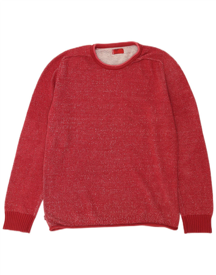 Levi's Mens Crew Neck Jumper Sweater Large Red Flecked Cotton