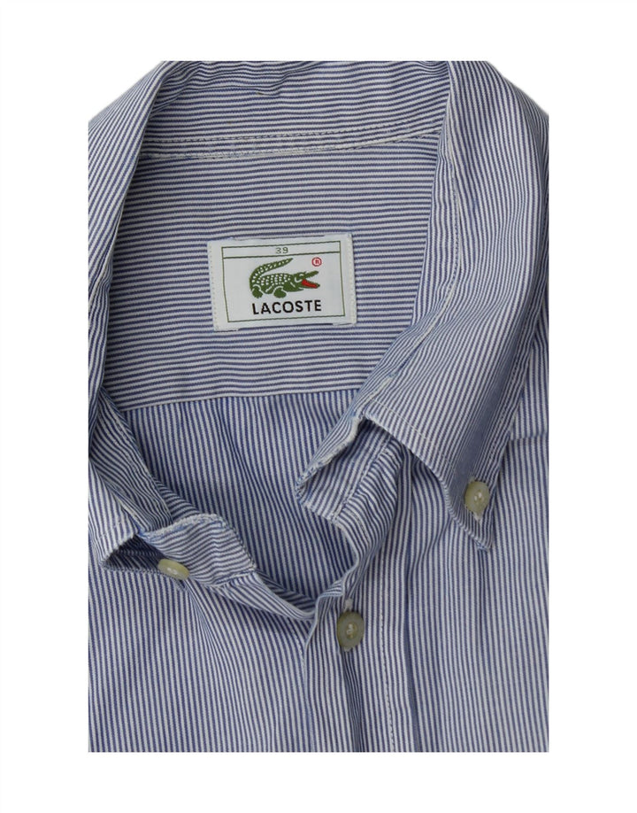 LACOSTE Mens Shirt Size 39 Medium Blue Pinstripe