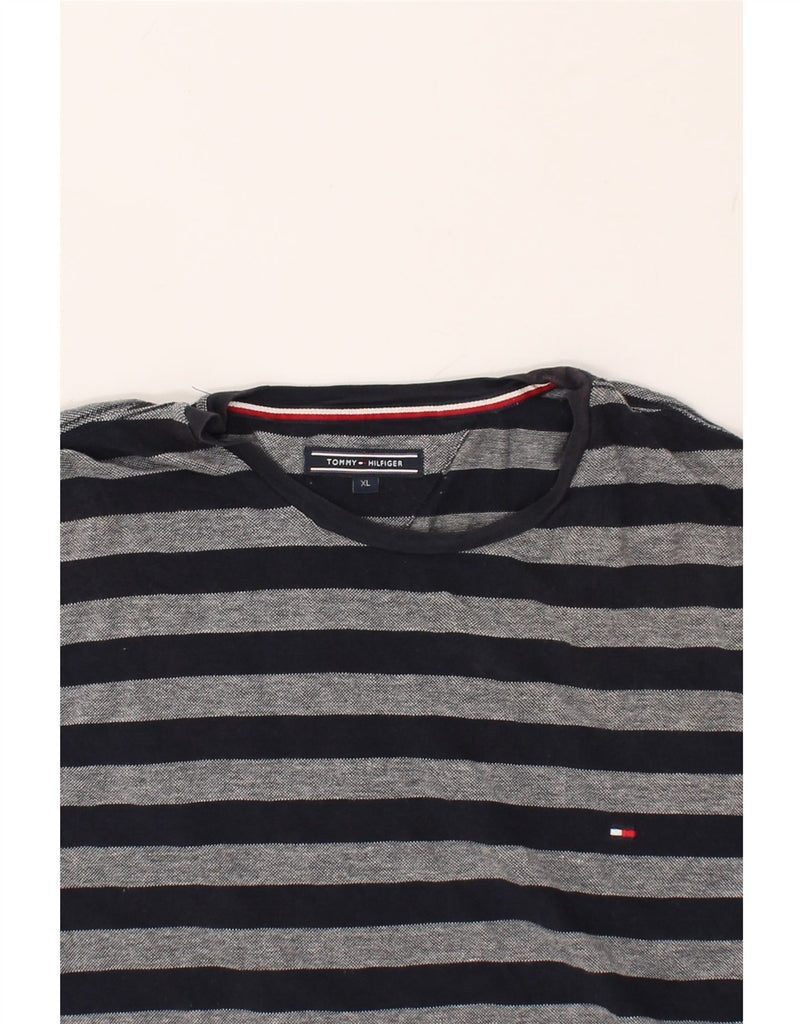 TOMMY HILFIGER Mens T-Shirt Top XL Navy Blue Striped Cotton | Vintage Tommy Hilfiger | Thrift | Second-Hand Tommy Hilfiger | Used Clothing | Messina Hembry 
