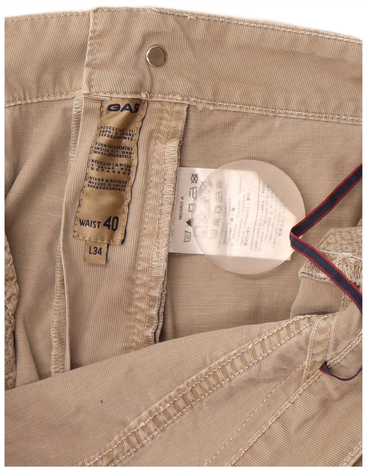 GAS Mens Straight Casual Trousers W40 L30 Beige Cotton