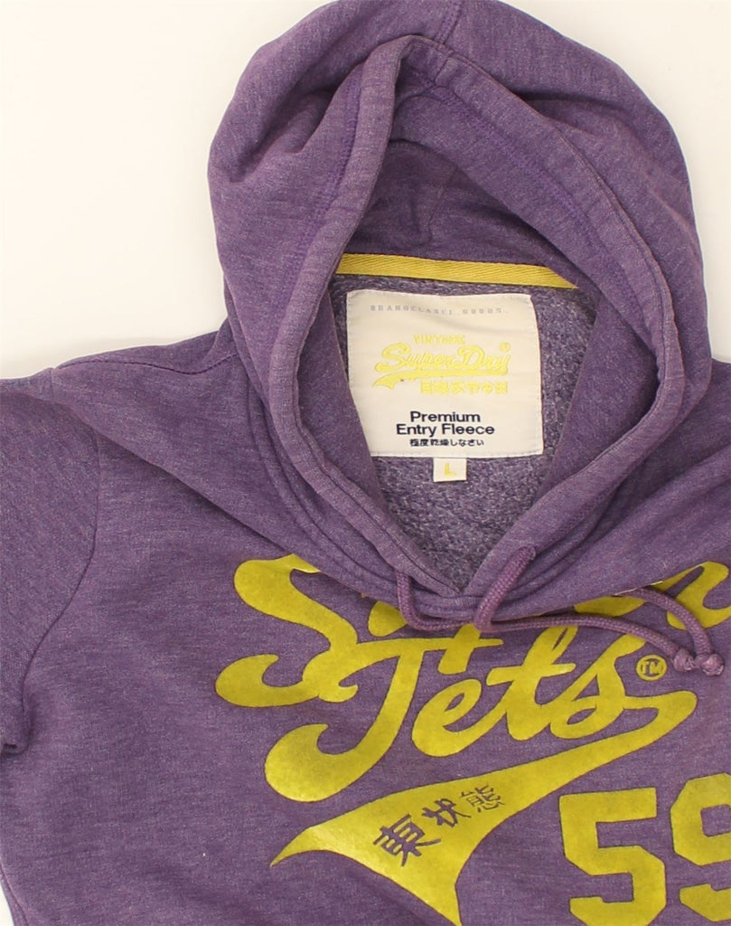 SUPERDRY Womens Graphic Hoodie Jumper UK 16 Large Purple Cotton | Vintage Superdry | Thrift | Second-Hand Superdry | Used Clothing | Messina Hembry 