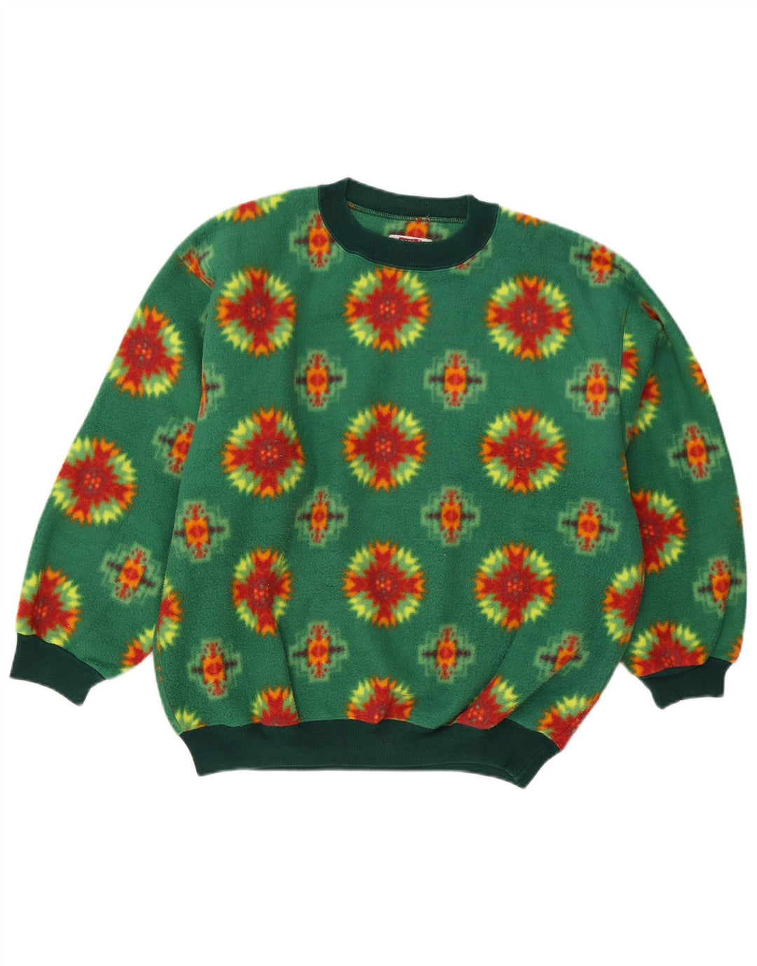 Rifle Mens Abstract Pattern Fleece Jumper Medium Green Geometric Polyester