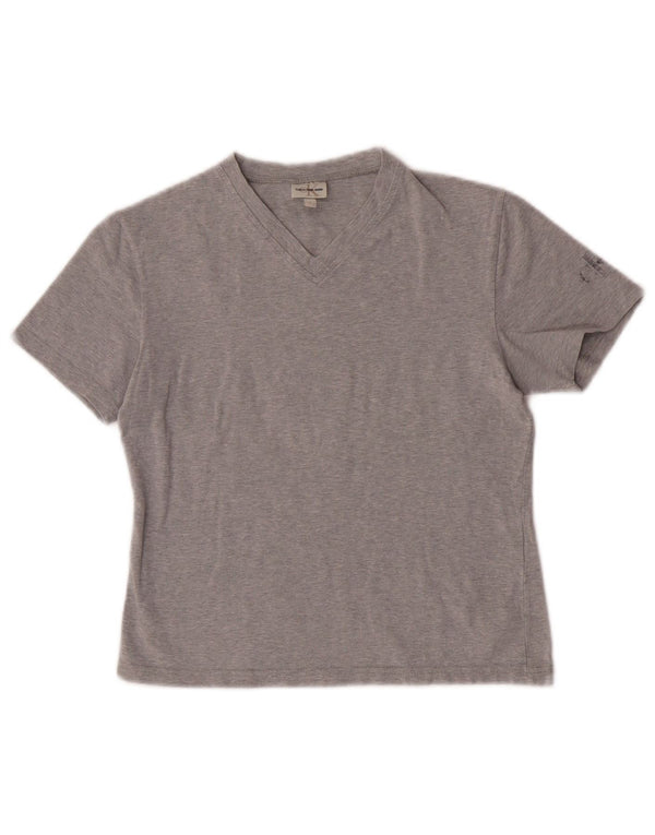 CALVIN KLEIN JEANS Womens Crop T-Shirt Top UK 8 Small Grey