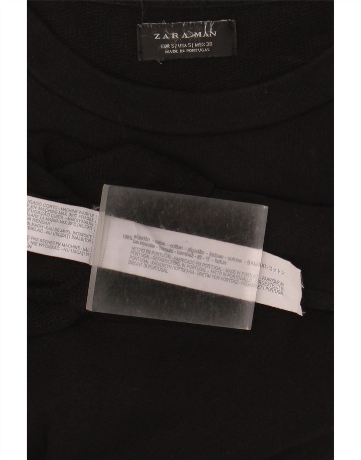 Zara Mens T-Shirt Top Small Black Cotton