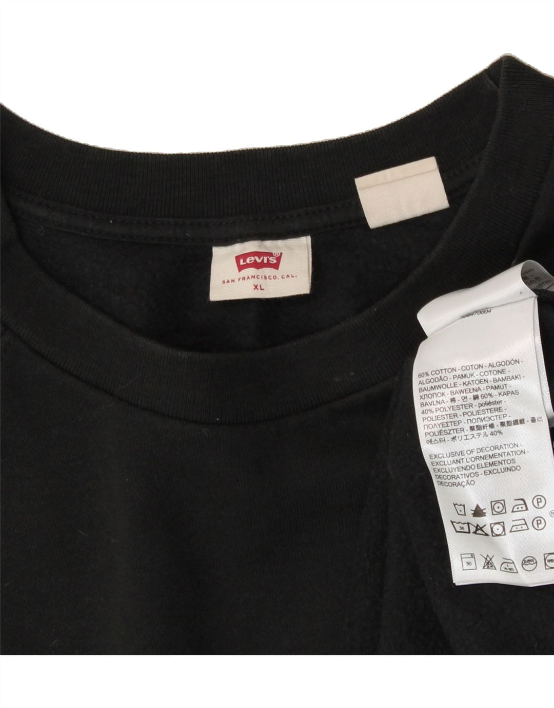 LEVI'S Womens Oversized Crop Sweatshirt Jumper UK 18 XL Black Vintage Levi's and Second-Hand Levi's from Messina Hembry 