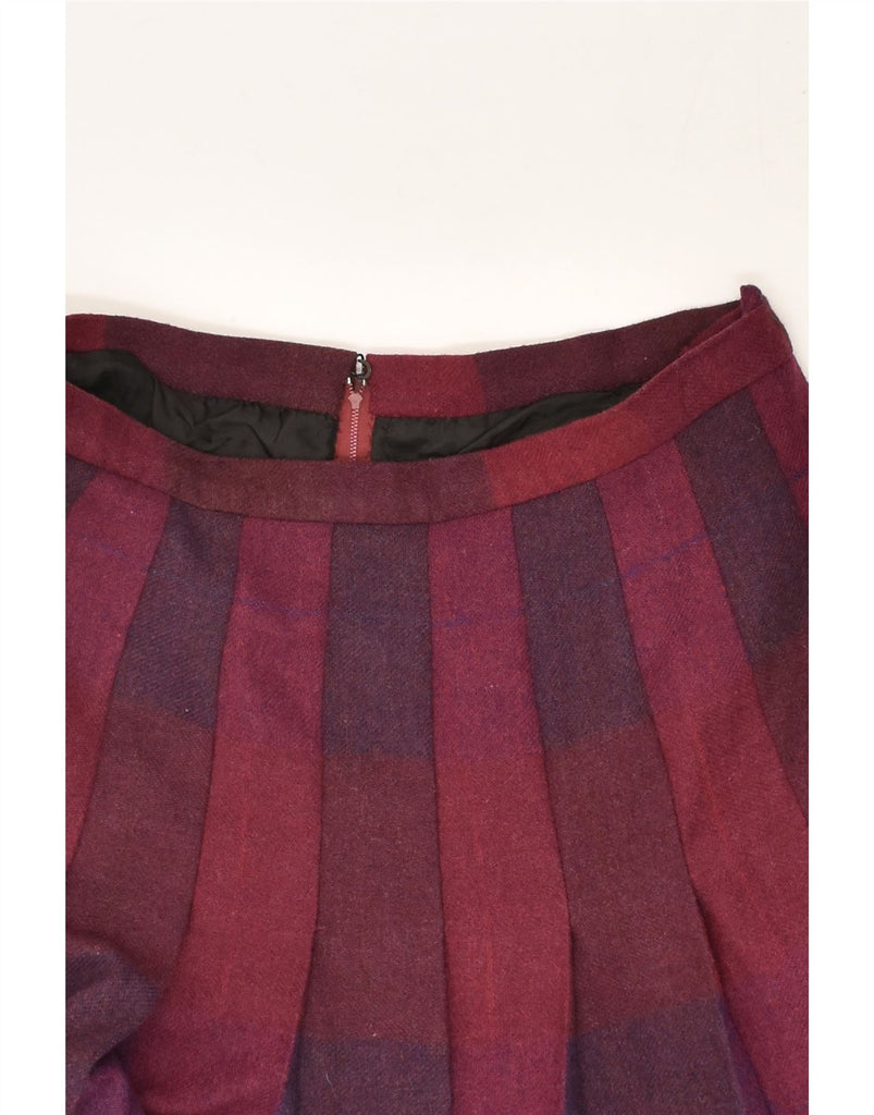 VINTAGE Womens Pleated Skirt W28 Medium Maroon Check | Vintage Vintage | Thrift | Second-Hand Vintage | Used Clothing | Messina Hembry 