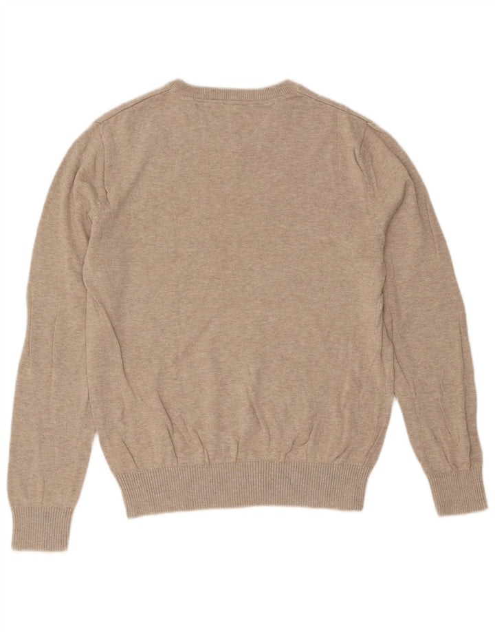 Tommy Hilfiger Mens V-Neck Jumper Sweater Small Beige Flecked