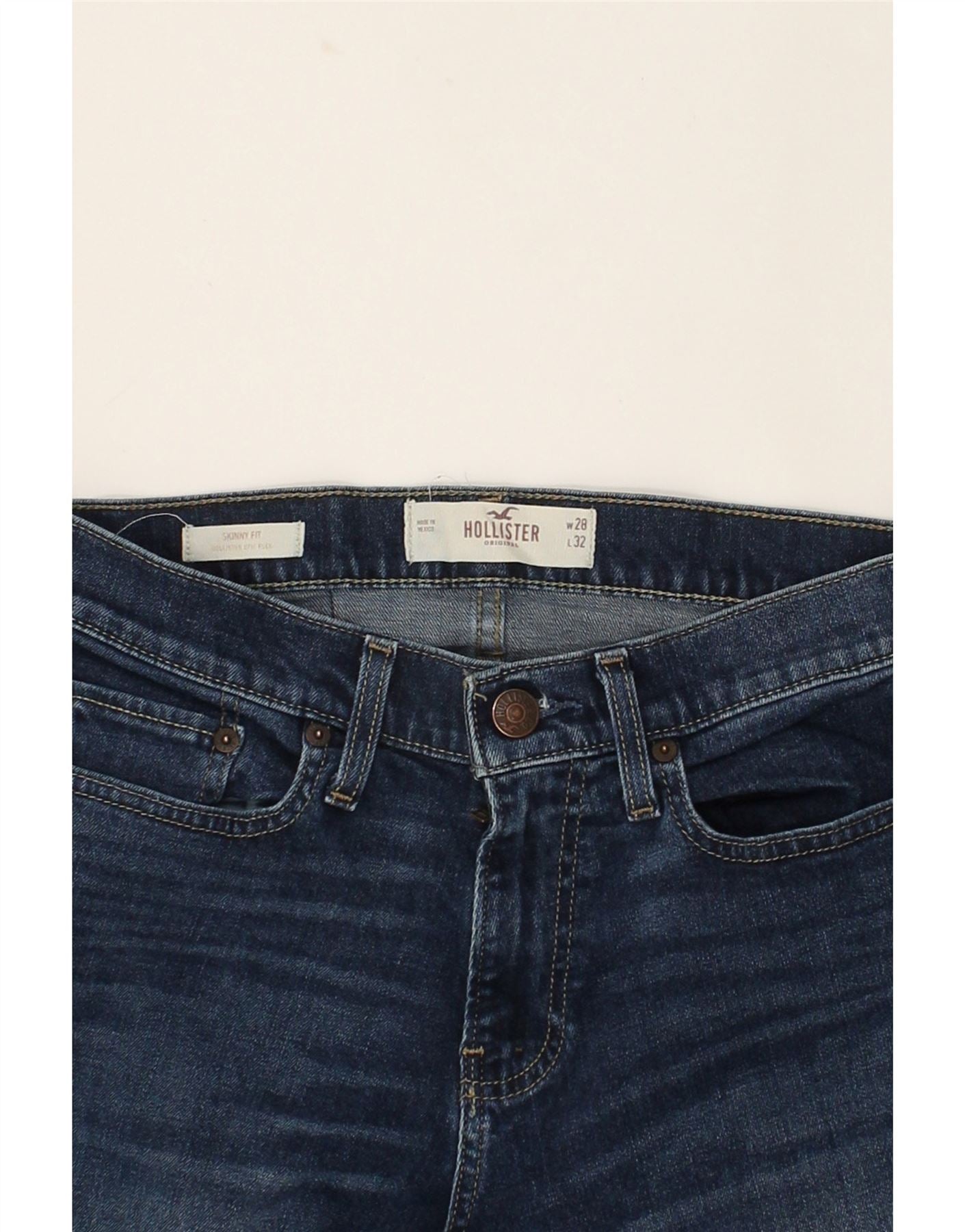 HOLLISTER Womens Skinny Jeans W28 L32 Blue Cotton, Vintage & Second-Hand  Clothing Online