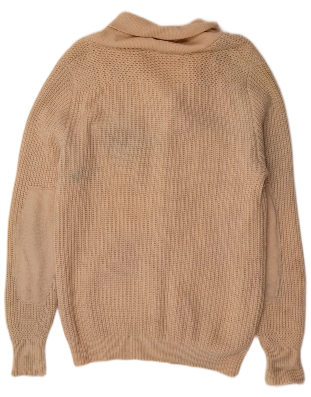 Gas Mens Cardigan Sweater XL Beige Wool