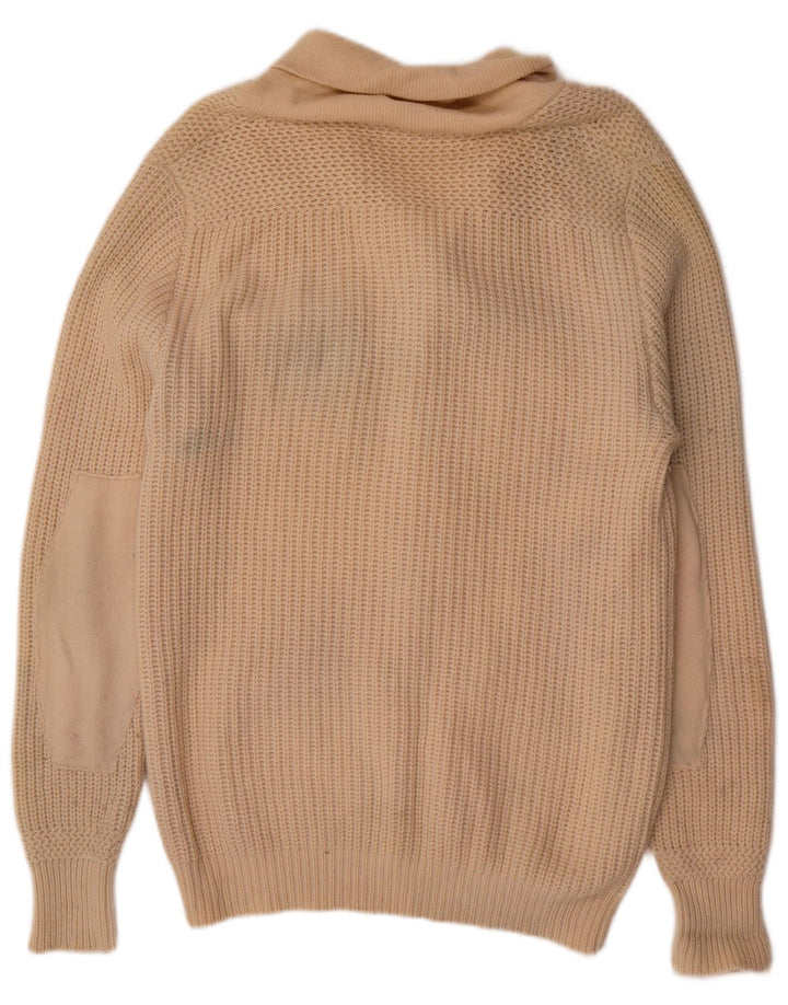 Gas Mens Cardigan Sweater XL Beige Wool