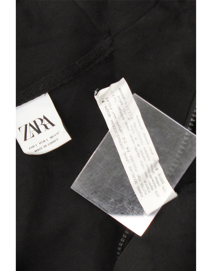 ZARA Mens Zip Hoodie Sweater Large Black Cotton Vintage Zara and Second-Hand Zara from Messina Hembry 