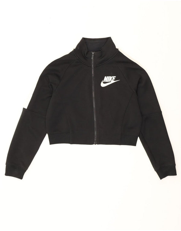 Nike Womens Crop Tracksuit Top Jacket UK 10 Small Black Colourblock Sports