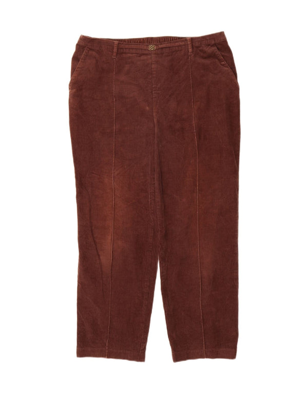 Marks & Spencer Womens High Waist Corduroy Trousers UK 14 Large W34 L28 Bro