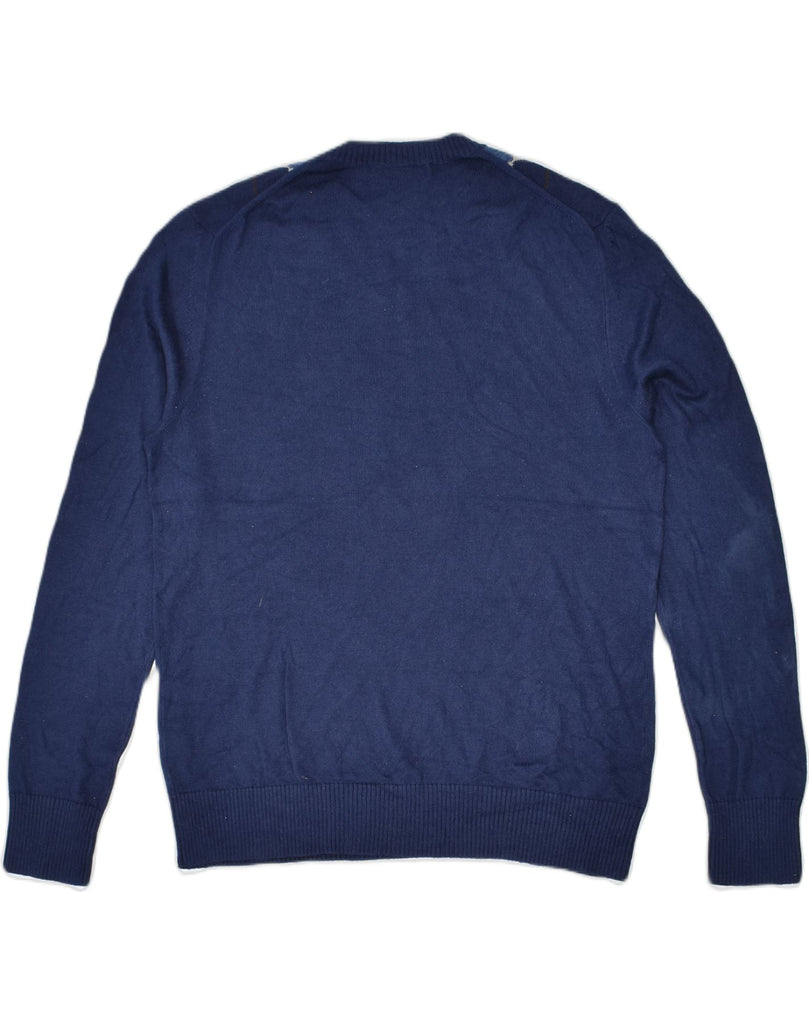 BANANA REPUBLIC Mens V-Neck Jumper Sweater Medium Navy Blue Argyle/Diamond | Vintage Banana Republic | Thrift | Second-Hand Banana Republic | Used Clothing | Messina Hembry 