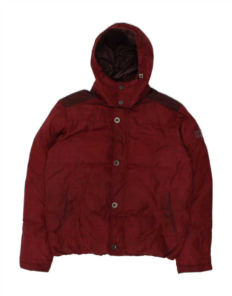 CALVIN KLEIN JEANS Womens Hooded Padded Jacket UK 14 Large Red Polyester | Vintage Calvin Klein Jeans | Thrift | Second-Hand Calvin Klein Jeans | Used Clothing | Messina Hembry 