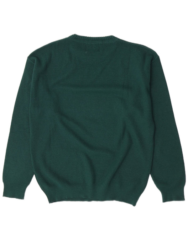 Explorer Mens Graphic Crew Neck Jumper Sweater IT 50 Medium Green Wool