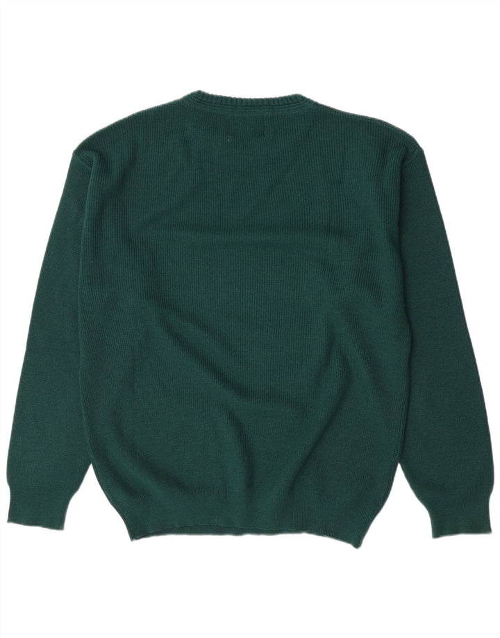 Explorer Mens Graphic Crew Neck Jumper Sweater IT 50 Medium Green Wool