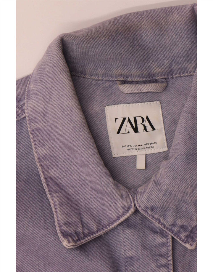 Zara Womens Oversized Denim Jacket UK 14 Medium Purple Cotton